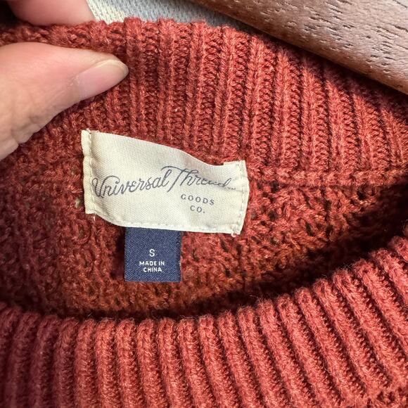 Universal Thread Sweater Size S Rust Red Knit Long Sleeve Soft Cotton Acrylic - Picture 5 of 10